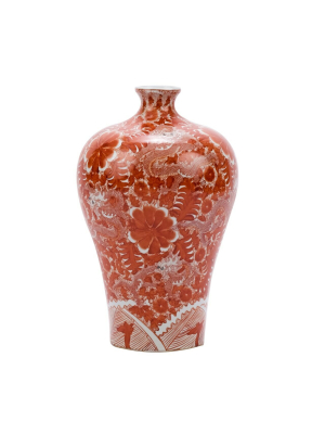 Prunus Vase Orange With Dragon Motif