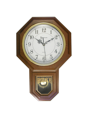 Essex Pendulum Wall Clock Brown/brass - Timekeeper