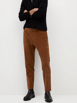 Corduroy Tapered Cropped Pants