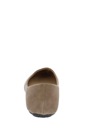 Lady02 Taupe Fashion Suede Full Coverage Ballet Flat Shoe Flat
