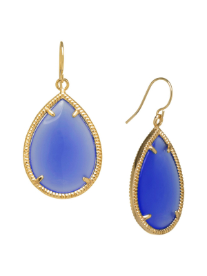 Gold Plated Blue Drop Earrings - Gold/blue