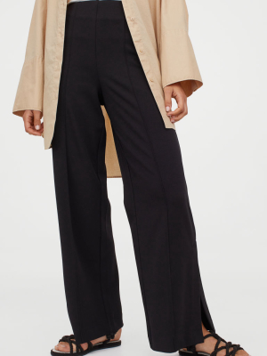 Wide-cut Side-slit Pants