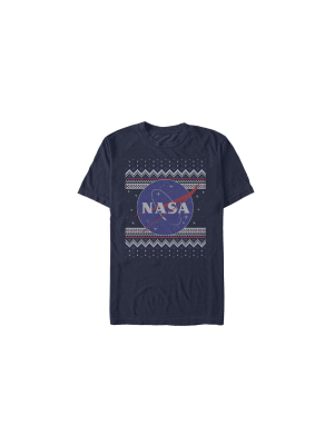 Men's Nasa Ugly Christmas Logo Print T-shirt