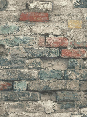 Brick Alley Peel & Stick Wallpaper In Blue By Roommates For York Wallcoverings