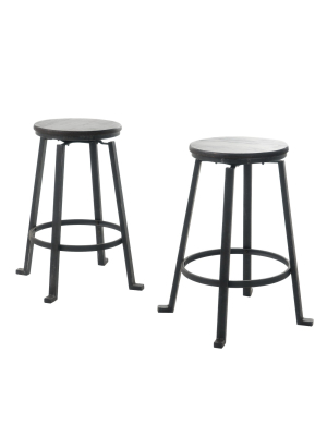 Set Of 2 Lolita 27" Firwood Swivel Barstool - Black - Christopher Knight Home