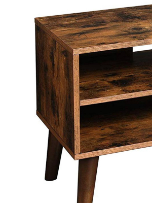Wooden Tv Stand With Two Open Compartment And One Door Cabinet Brown - Benzara