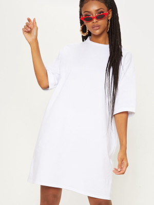 White Oversized Boyfriend T Shirt Dress