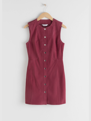 Suede Snap Button Mini Dress