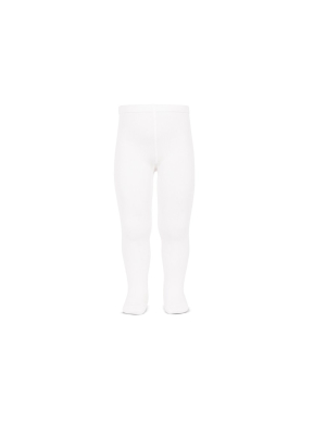 Girl's Plain Stitch White Tights