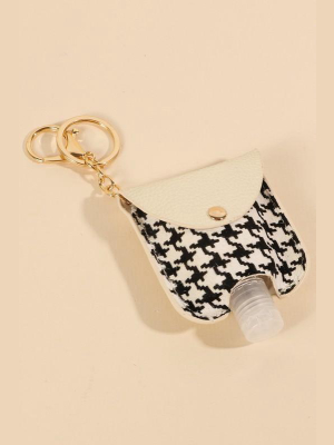 Houndstooth Print Calf Hair Mini Sanitizer Holder