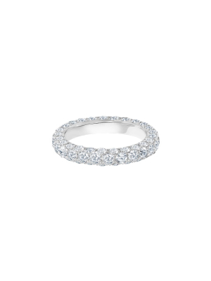 Triple Sided Diamond Band Ring - White Gold