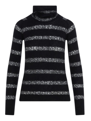 Saint Laurent Striped Lurex Turtleneck Sweater