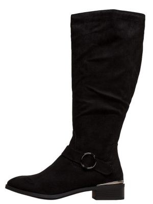 Chloe017 Black Almond Toe Side Buckle Boot