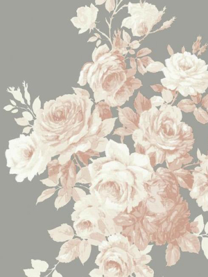 Tea Rose Wallpaper In Blush And Grey From Magnolia Home Vol. 2 By Joanna Gaines