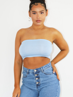 Baby Blue Basic Jersey Bandeau Top