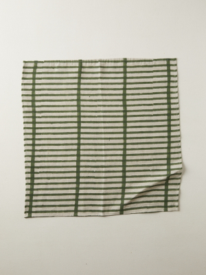 Olive Lines Linen Napkin