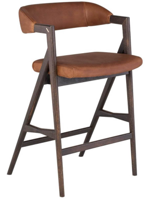 Anita Leather Counter Stool, Desert