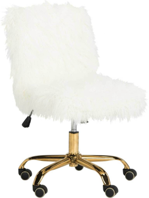 Whalen Faux Sheepskin Gold Leg Swivel Chair
