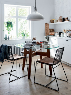 Tig Barrel Dining Chair Brown Leather Cushions