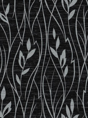 Leaf Silhouette Wallpaper In Dark Charcoal And Silver By York Wallcoverings