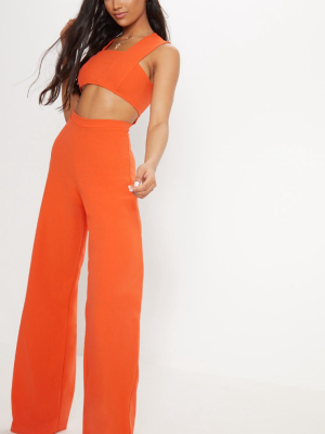 Orange Crepe Cut Out Jumpsuit