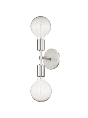 Chloe 2 Light Wall Sconce - Polished Nickel