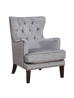 Isabella Traditional Wingback Accent Chair With A Nailhead Trim Gray - Ac Pacific