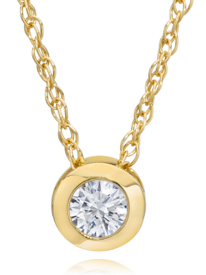 Pompeii3 3/8ct Bezel Solitaire Diamond 14k Gold New Womens Pendant Necklace