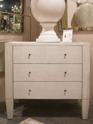 Sorin 3 Drawer Double Nightstand Pristine Faux Shagreen