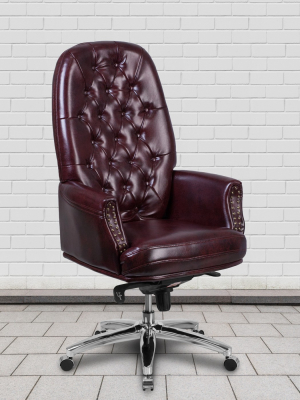 Flash Furniture High Back Traditional Tufted Leathersoft Multifunction Executive Swivel Ergonomic Office Chair With Arms