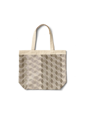 Mural Tote In Warm Grey