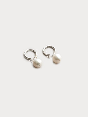 Small Pearl Hoops – Sterling Silver
