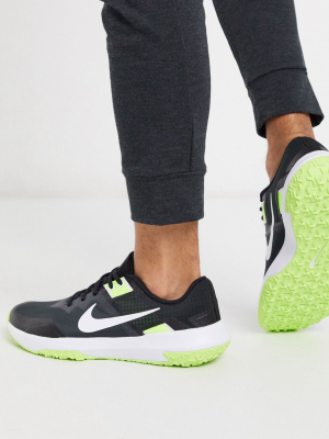 Nike Training Varsity Compete 3 Sneakers In Black And Neon Green