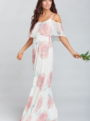 Caitlin Ruffle Maxi Dress ~ Gwsxmumu Wedding Bells Floral