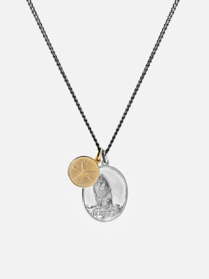 Wolf Pendant Necklace, Sterling Silver/gold