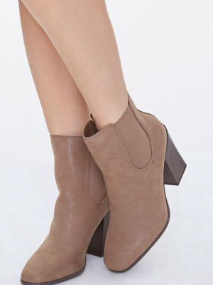 Faux Suede Block Heel Chelsea Boots