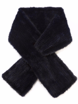 The Whistler Pull-through Knitted Mink Scarf In Navy