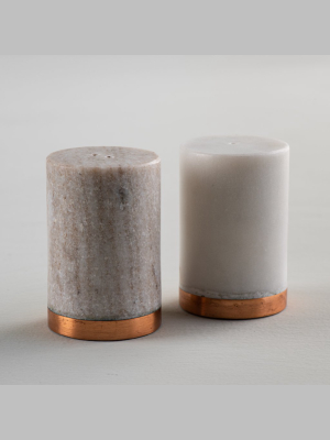 Marble And Copper Salt & Pepper Shakers