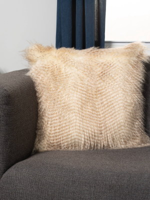 20"x20" Spotted Faux Fur Decorative Throw Pillow Brown/natural - Surefit