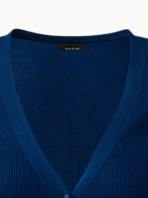 Sea Island Cotton Ribbed Knit Cardigan