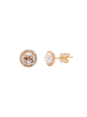 Diamond & White Topaz Studs - Gold