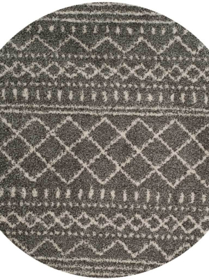 Arizona Shag Tribal Brown/ivory Round Rug