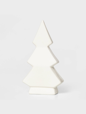 7in Ceramic 3-tier Christmas Tree Decorative Figurine White - Wondershop™