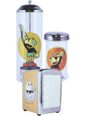 Just Funky Cuphead Retro Diner Set - Napkin Dispenser/ Sugar Shaker/ Straw Canister