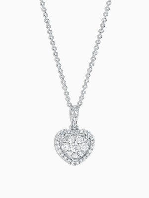 Effy Bouquet 14k White Gold Diamond Heart Pendant, 0.45 Tcw