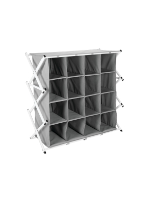 Mdesign Fabric Shoe Rack Holder Storage, Accordion Frame, 16 Cube