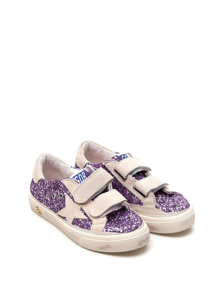 Golden Goose Kids May School Glitter Panel Sneakers