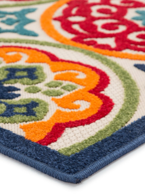 Tela Indoor/ Outdoor Medallion Multicolor Area Rug