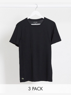 Lacoste Lounge 3 Pack T-shirts In Black