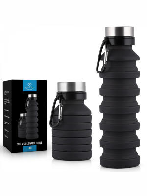 Zulay Kitchen Portable Water Bottle Collapsible - Black